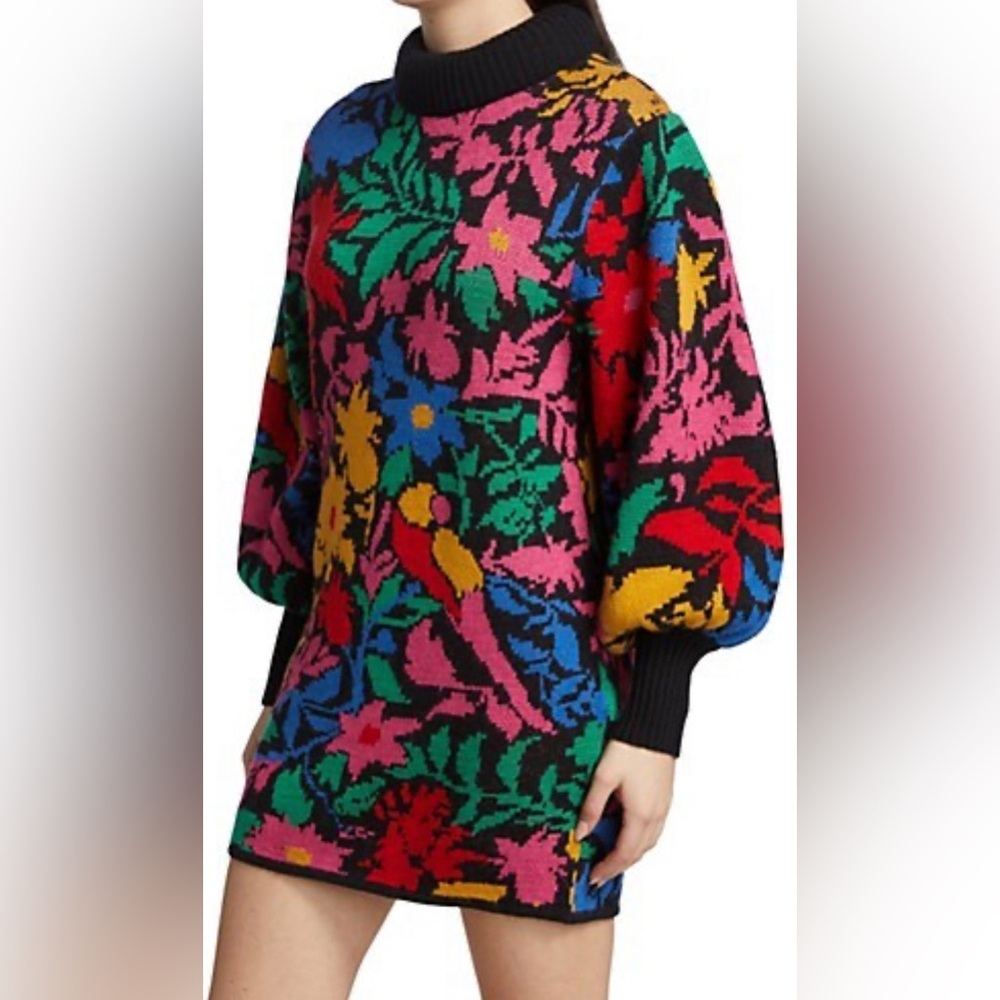 FARM Rio Tropical Garden Sweater Dress, sz Large. NWT.